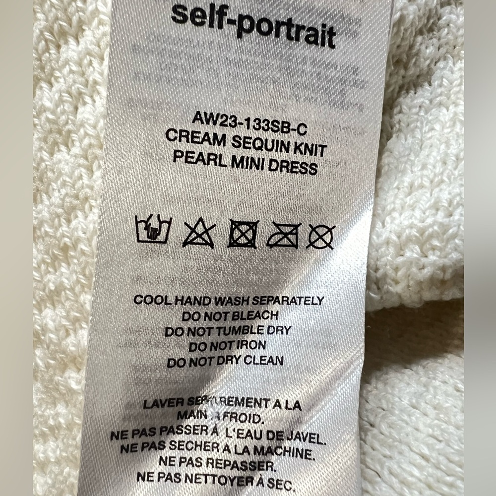 Self Portrait 2023 collection Cream Sequin Knit Pearl Mini Dress Size M - Picture 11 of 11